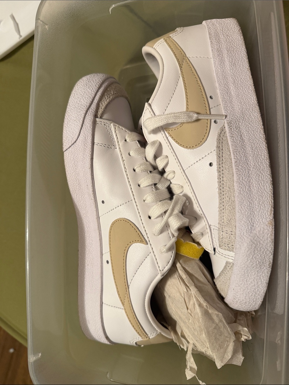 Women’s Nike  White blazer Sneakers with Beige Accents - Low Top Casual Shoes